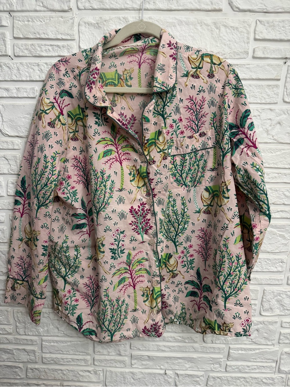 Printfresh Camel’s Courtyard Long Sleeve Pajama Shirt 2X - 100% organic cotton